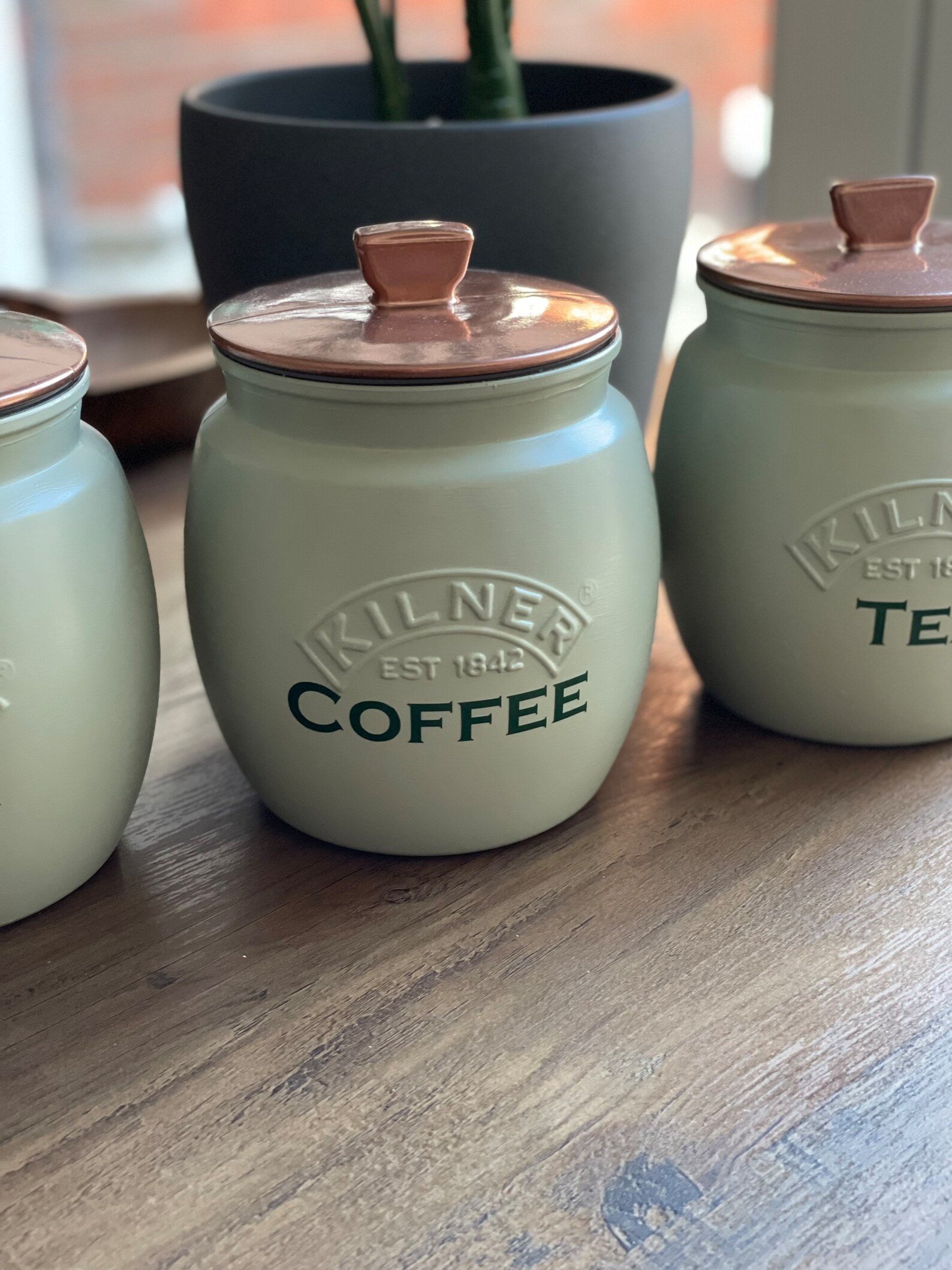 Light Green Canister Set Custom Wording Tea Coffee Sugar Etsy