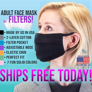 Adult Face Mask with Filter Pocket, Cloth Mask with Nose Wire, Reusable Mask, Washable Mask, Filter Mask Black Mask Pink Face Mask Dust Mask