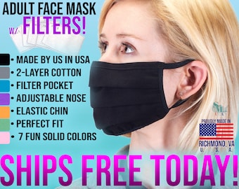 Adult Face Mask with Filter Pocket, Cloth Mask with Nose Wire, Reusable Mask, Washable Mask, Filter Mask Black Mask Pink Face Mask Dust Mask