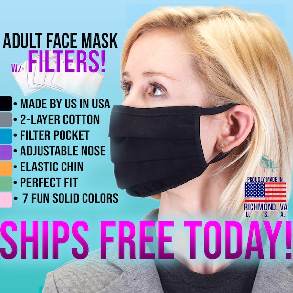 Adult Face Mask with Filter Pocket, Cloth Mask with Nose Wire, Reusable Mask, Washable Mask, Filter Mask Black Mask Pink Face Mask Dust Mask