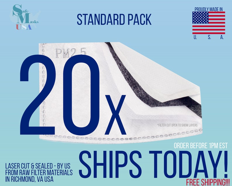 May include: A blue and white image with the text "STANDARD PACK" and "20x". The image includes a U.S. flag and the words "PROUDLY MADE IN U.S.A.". The text "SHIPS TODAY!" is also present.