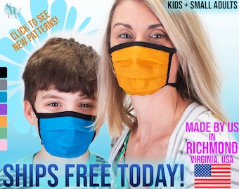 Kinder Gesichtsmaske mit Filter, Wiederverwendbare Gesichtsmaske Waschbare Gesichtsmaske, Kindermaske, Baumwollgesichtsmaske, Stoffgesichtsmaske, Kinderfiltermaske USA MADE