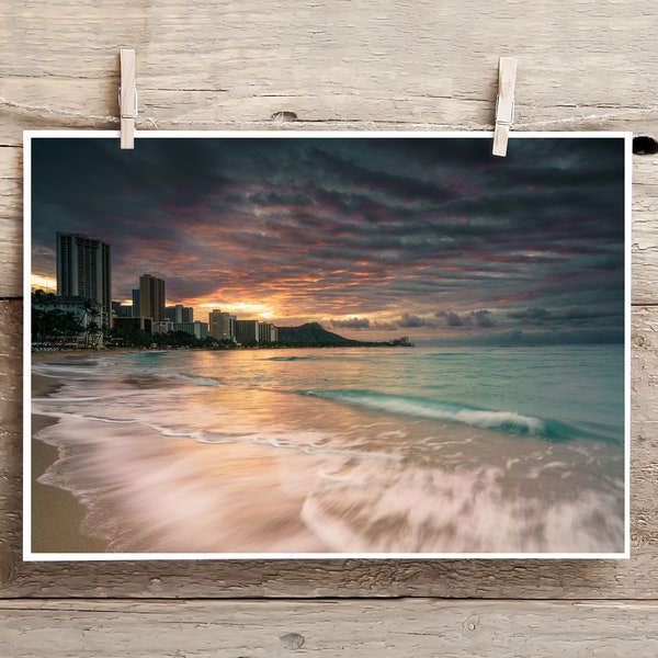 Printable wall art, hawaii photography, hawaiian decor, waikiki beach