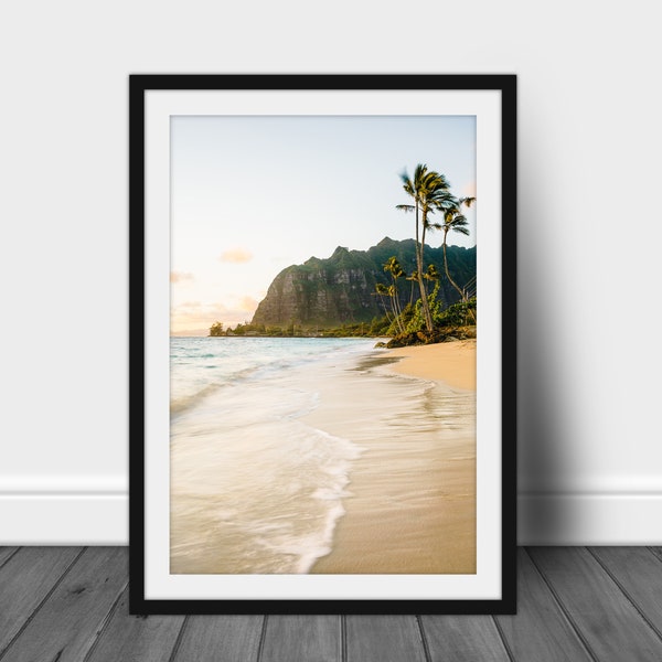 Hawaii Poster, Strand auf der Insel Oahu, verschiedene Fotopapiere und Größen