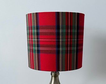 Tartan rouge, carreaux, abat-jour tambour à carreaux. Tissu, fait main. 20, 25, 30 ou 40 cm de diamètre