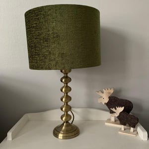 Rich green chenille drum lampshade. 20 25 30 40cm Diameter. Pendant / table / floor lampshade. Handmade