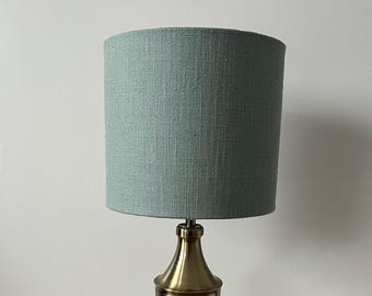 Handmade Sage Green Drum Lampshade, Linen Style Fabric