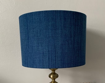 Fait main, tambour bleu royal, abat-jour en tissu, suspension / lampe de table / lampadaire.