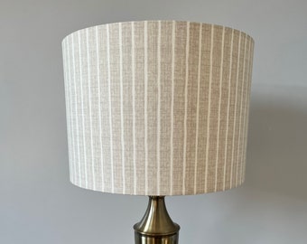 Handmade natural / beige / cream and white stripe drum lampshade - 20, 25, 30 or 40 cm  - 100% Cotton fabric