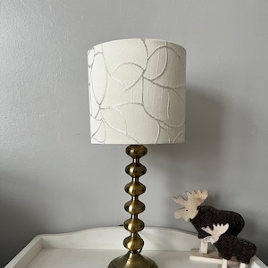 20cm diameter cream embroidered drum lampshade, Table Lamp, Ceiling Pendant. Handmade.