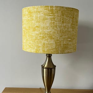 Handmade citrus yellow semi plain drum lampshade - 20, 25, 30 or 40 cm. printed cotton fabric.