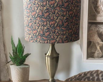 Handmade William Morris Style Drum Lampshade | Vintage Leaf Pattern