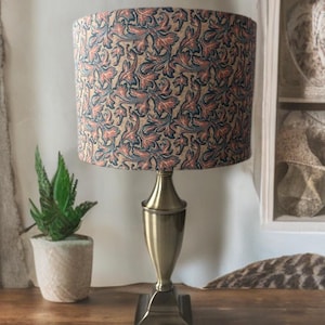 Handmade William Morris Style Drum Lampshade | Vintage Leaf Pattern