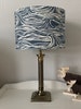 Handmade Navy Blue Wave /Surf Drum Lampshade - 20, 25, 30 or 40 cm  - 100% Cotton - Printed Fabric 