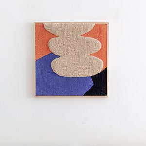 Hand tufted tapestry framed