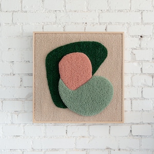 Hand tufted tapestry framed, tufted wall art, textile wall art, graphic design