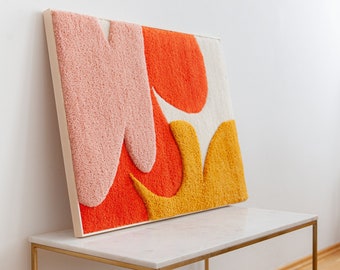 Handmade Tufted Tapestry "VividBloom"; abstract shapes