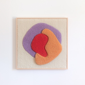 Handmade Framed Tapestry, Tufted Tapestry, Wall Hanging, Modern Wall Art, Abstract Graphic Shapes, Textile Wall Art