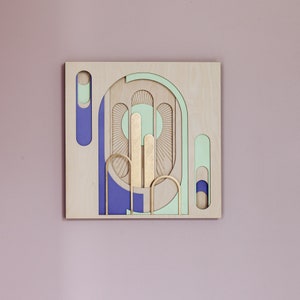 Wall sculpture NeoRomans No6 - laser cut - wall picture made of wood - wooden picture - colorful wall art - wall decoration made of wood - woodwork