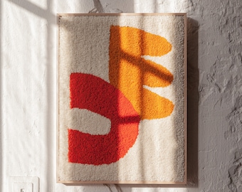 Framed tapestry, textile wall art, framed wall hanging, modern home decor graphic design