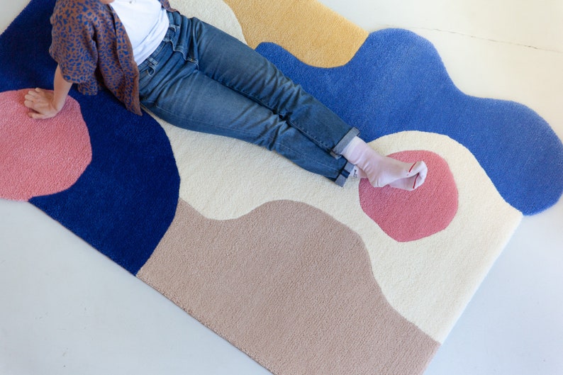 Handmade Tufted Carpet Made From 100 New Zealand Sheep's Wool, New