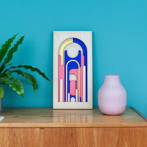 Wall Art Laser Cut - NeoRomans No4 - Handmade Multilayer Wooden Sculpture - wall picture - wooden picture - colorful wall art