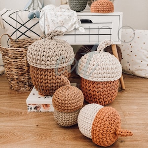 Large acorn crochet baskets\storage basket\crochet kids decor\nursery storage\toy storage\newborn gift\handmade gift