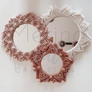 Set of 3 macrame mirror, mandala mirror, boho mirror, boho home decor, macrame wall hanging, wall decor, handmade gift
