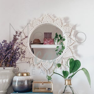 Sun boho macrame mirror\boho mirror\macrame wall hanging\nursery decor \home decor\handmade gift\housewarming gift