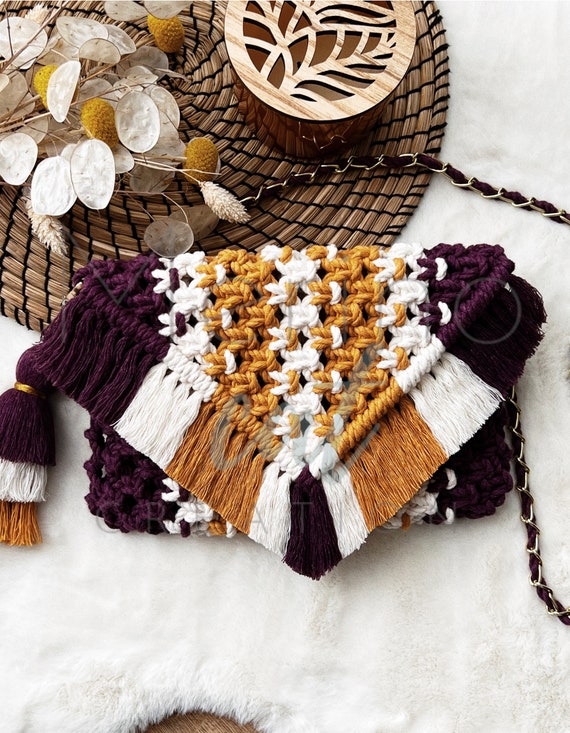 Merino Macrame Bagcolor Combinationbohemian Baghandbagcrossbody Bagpursehandmade Bag Etsy