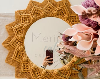 Lotus Macrame Mirror: Boho Wall Hanging, Nursery Decor