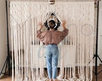 Blossom Macrame Curtain: Handmade Recycled Cotton Room Divider