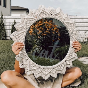 Large macrame mirror\ mandala mirror\mandala wall hanging \home decor\handmade gift\housewarming gift\christmas gift