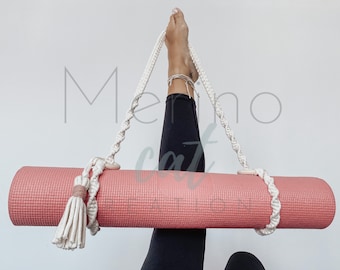Cinghia per tappetino yoga in macramè fatta a mano: supporto in cotone riciclato
