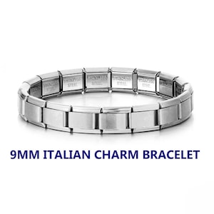 Italian Charm Bracelet: Stainless Steel 18-Link Starter, 9mm