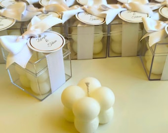 Personalized Bubble Candle Favors: Ribboned Box, Bridal Shower Keepsakes