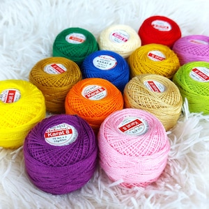 Crochet thread size 8, embroidery thread, cotton yarn skeins, fine thread KARAT 10g / 0,35 oz. cotton ball, gift for crocheter