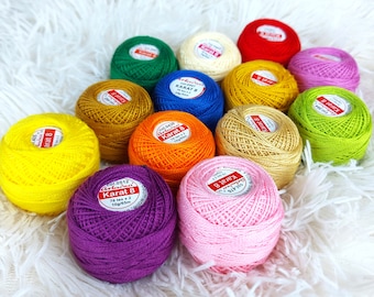 Hilo de crochet tamaño 8, hilo de bordar, madejas de hilo de algodón, hilo fino KARAT 10g / 0,35 oz. bola de algodón, regalo para crocheter