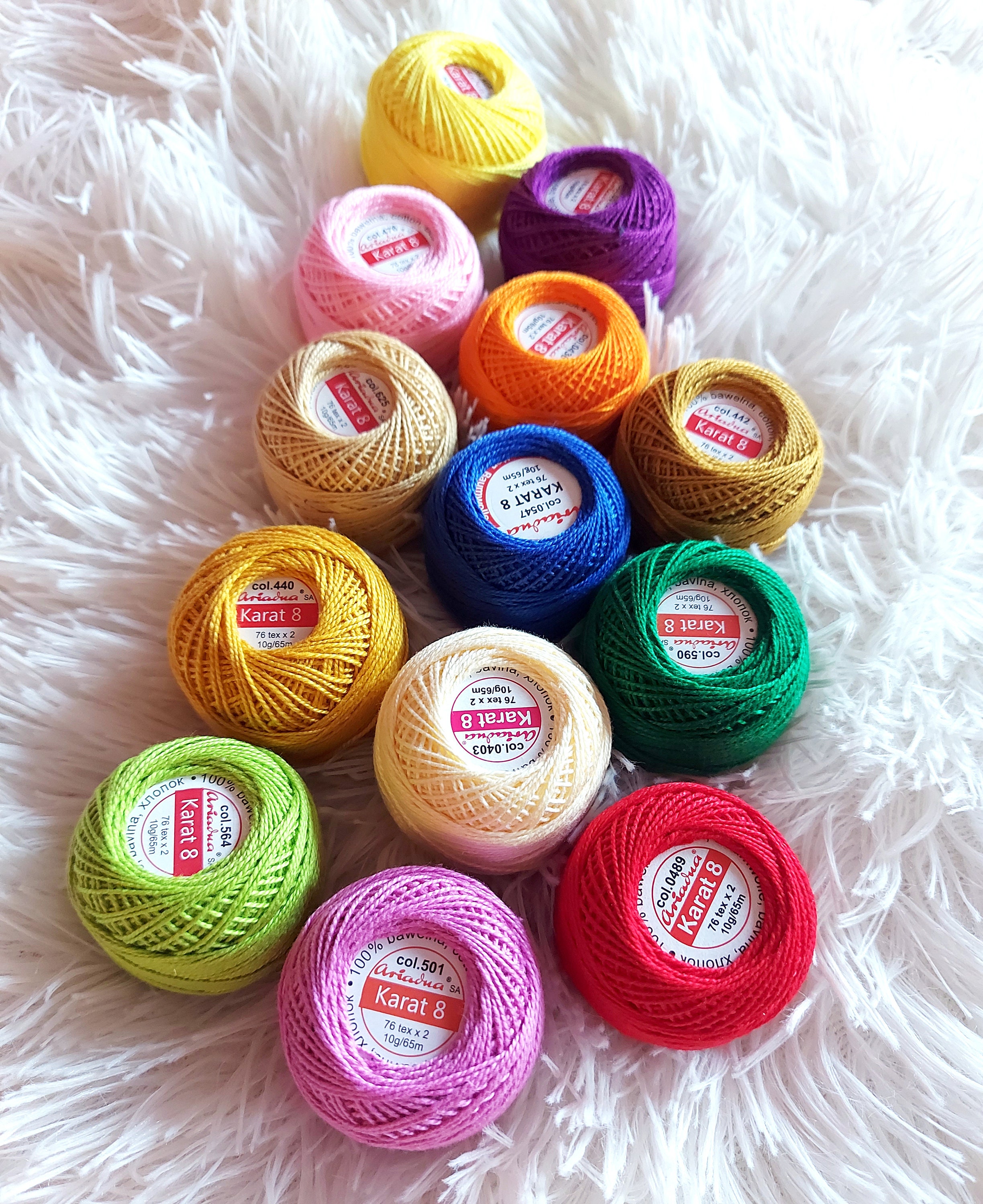 Crochet Thread Size 8, Embroidery Thread, Cotton Yarn Skeins, Fine Thread  KARAT 10g / 0,35 Oz. Cotton Ball, Gift for Crocheter 