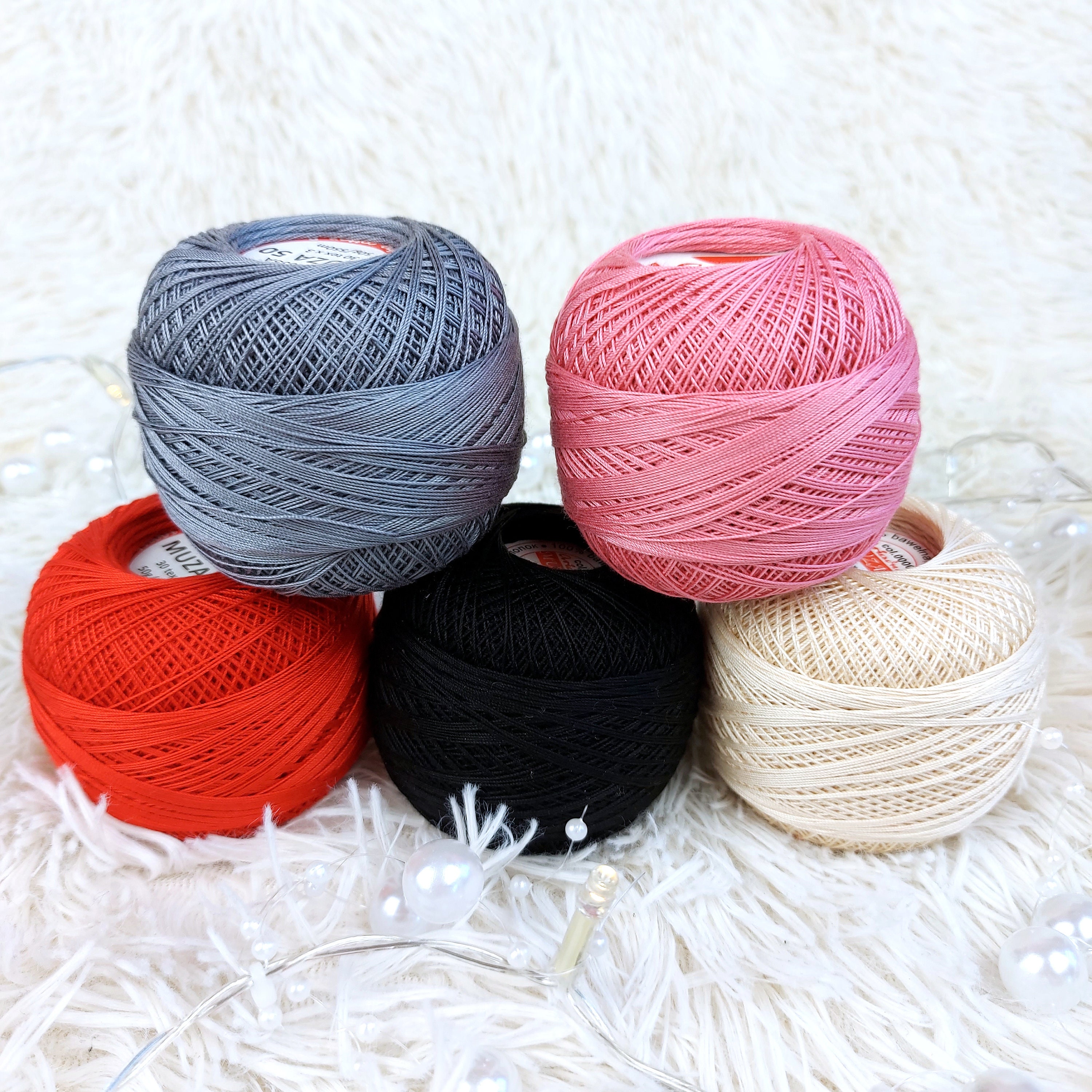 Crochet Thread Size 10, Double Mercerized Cotton Yarn, Fine Thread MUZA,  100g / 3,53 Oz. Cotton Ball, Gift for Crochet Lover, Cotton Skein 
