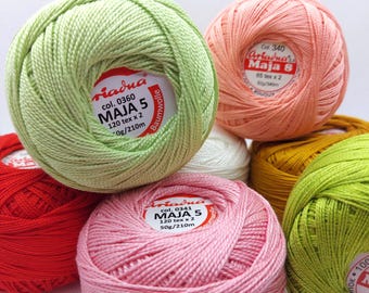 Hilo de ganchillo Pearl: MAJA Cotton tamaño 8, madeja de bordado fino