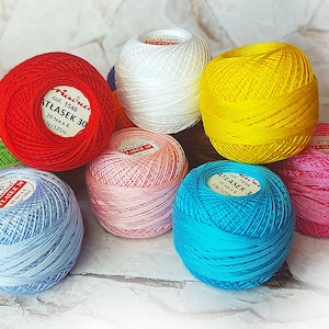 Luxuriöses Satin Häkelgarn Stärke 30 - Hochglänzendes Baumwollstickgarn, ATŁASEK 10g Baumwollkugel, Elegantes Geschenk für Häklerinnen