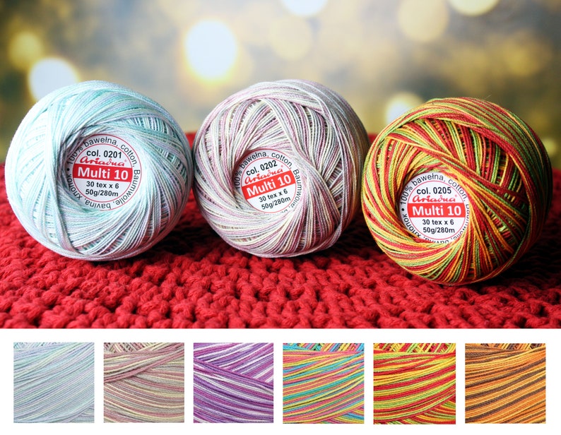 Gradient Crochet Thread Size 10, Shaded Mercerized Cotton, Ombre Fine