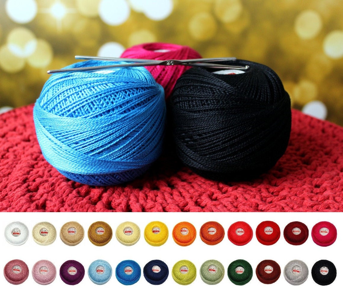 Crochet Thread Size 5 Mercerized Cotton Yarn Fine Thread Etsy