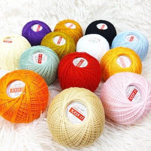 Crochet thread size 15, double mercerized cotton yarn, fine thread KAJA, 30g / 1,06 oz. cotton ball, gift for crochet lover, cotton skein