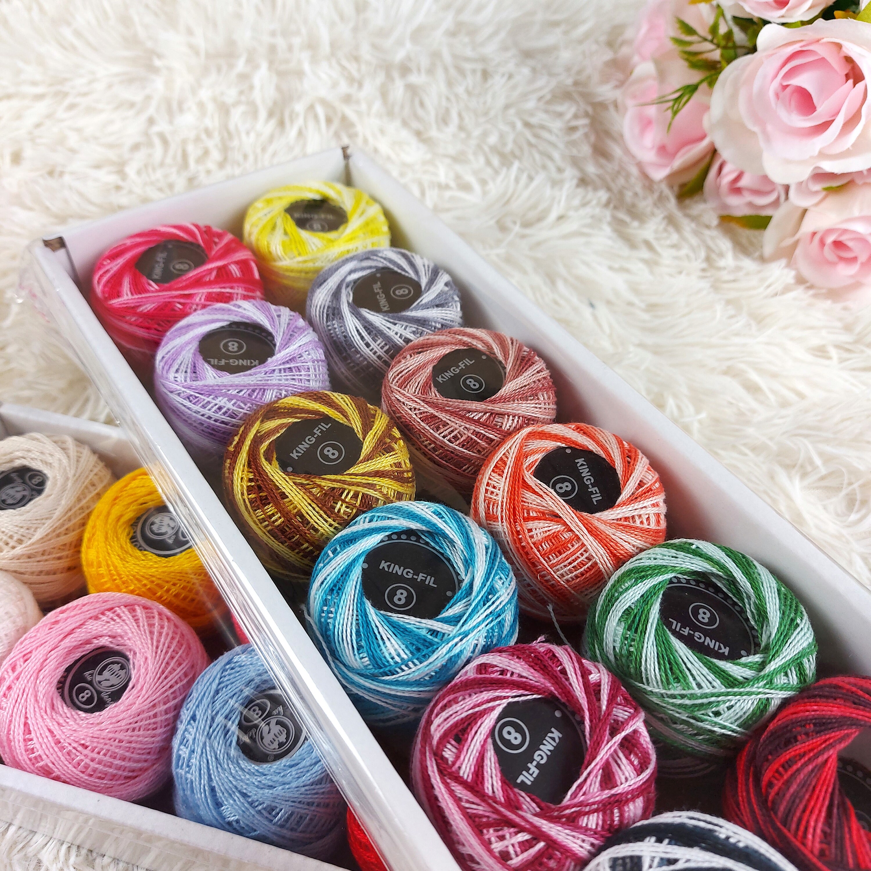 12 Skeins of Crochet Thread Size 8 Yarn Giftbox Cotton Yarn Etsy