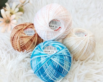 Hilo de crochet de algodón mercerizado sombreado: hilo fino ombré, ovillo de 30 g