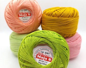 Pearl Crochet Thread: Mercerized Cotton Yarn, Size 5 (50g/1.76 oz)