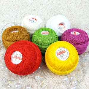 Crochet thread size 20, double mercerized cotton yarn, fine thread MUZA, 100g / 3,53 oz. cotton ball, gift for crochet lover, cotton skein