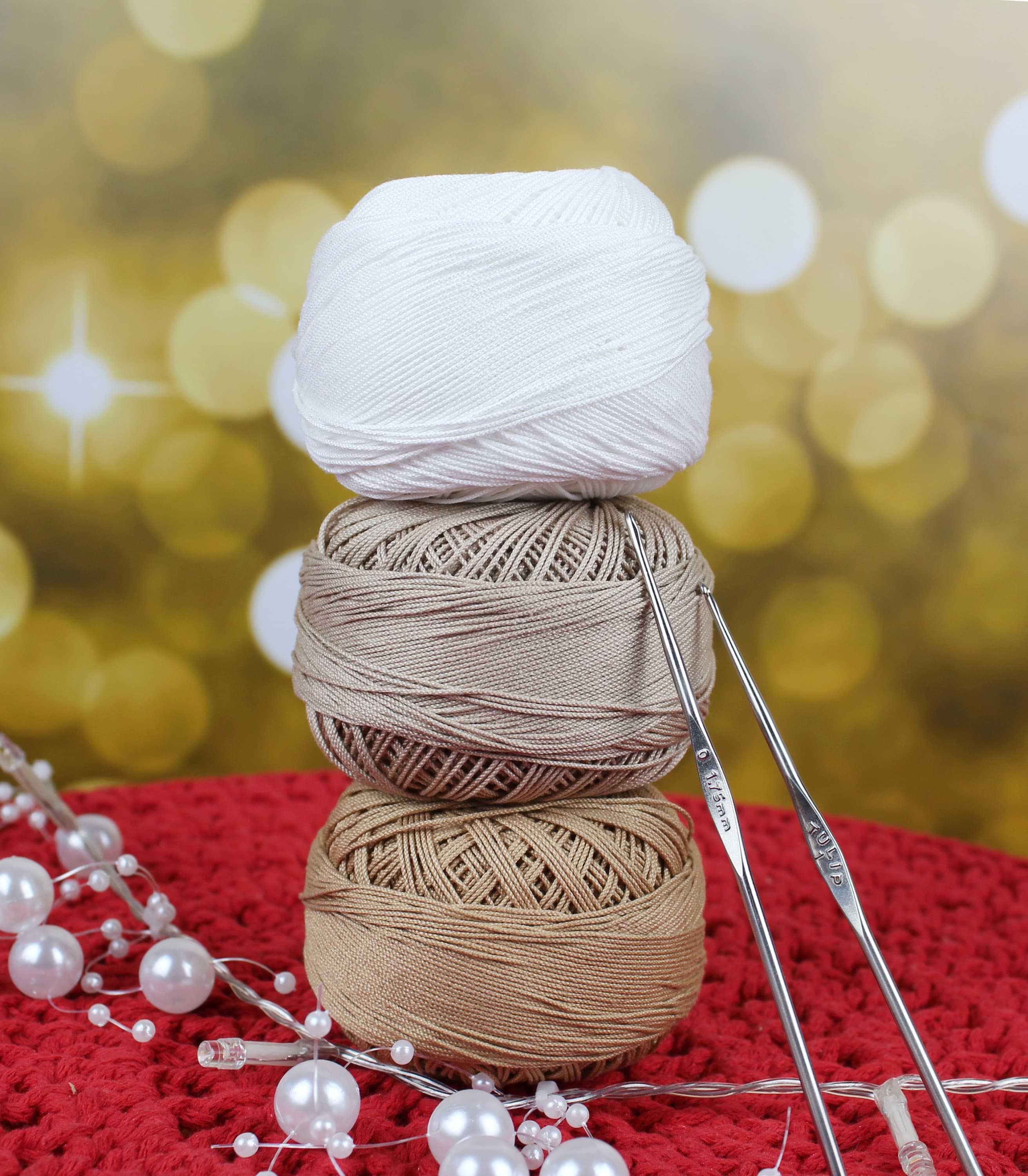 Crochet Thread Size 5, Mercerized Cotton Yarn, Tatting Thread ADA, 50g / 1,76 Oz. Cotton Ball